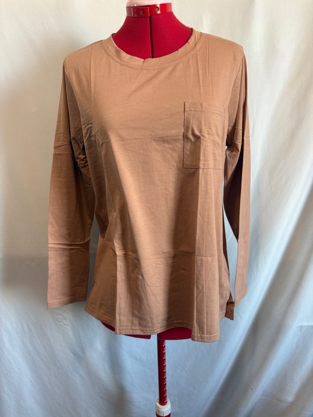 Women's Long Sleeve Pocket Tee - Brown